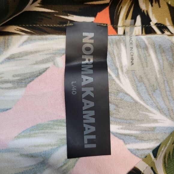 Norma Kamali Vibrant Tropical Leaf Print Tunic Blouse Women's Large 40 - Picture 10 of 13
